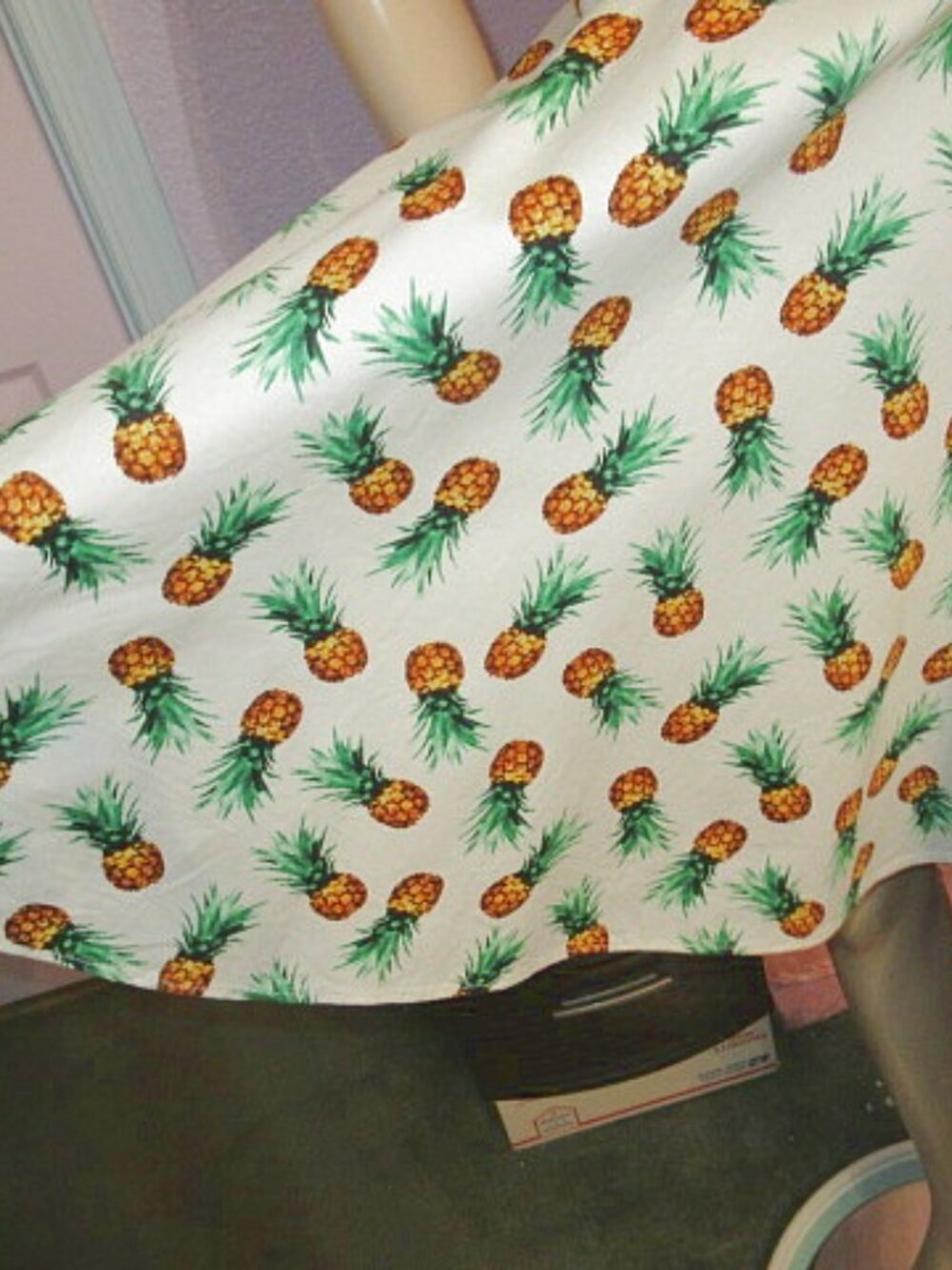Vtg 50s Style Swing Dress Size L Pineapple Fit & Flare Tradwife Rockabilly Retro - Picture 4 of 10